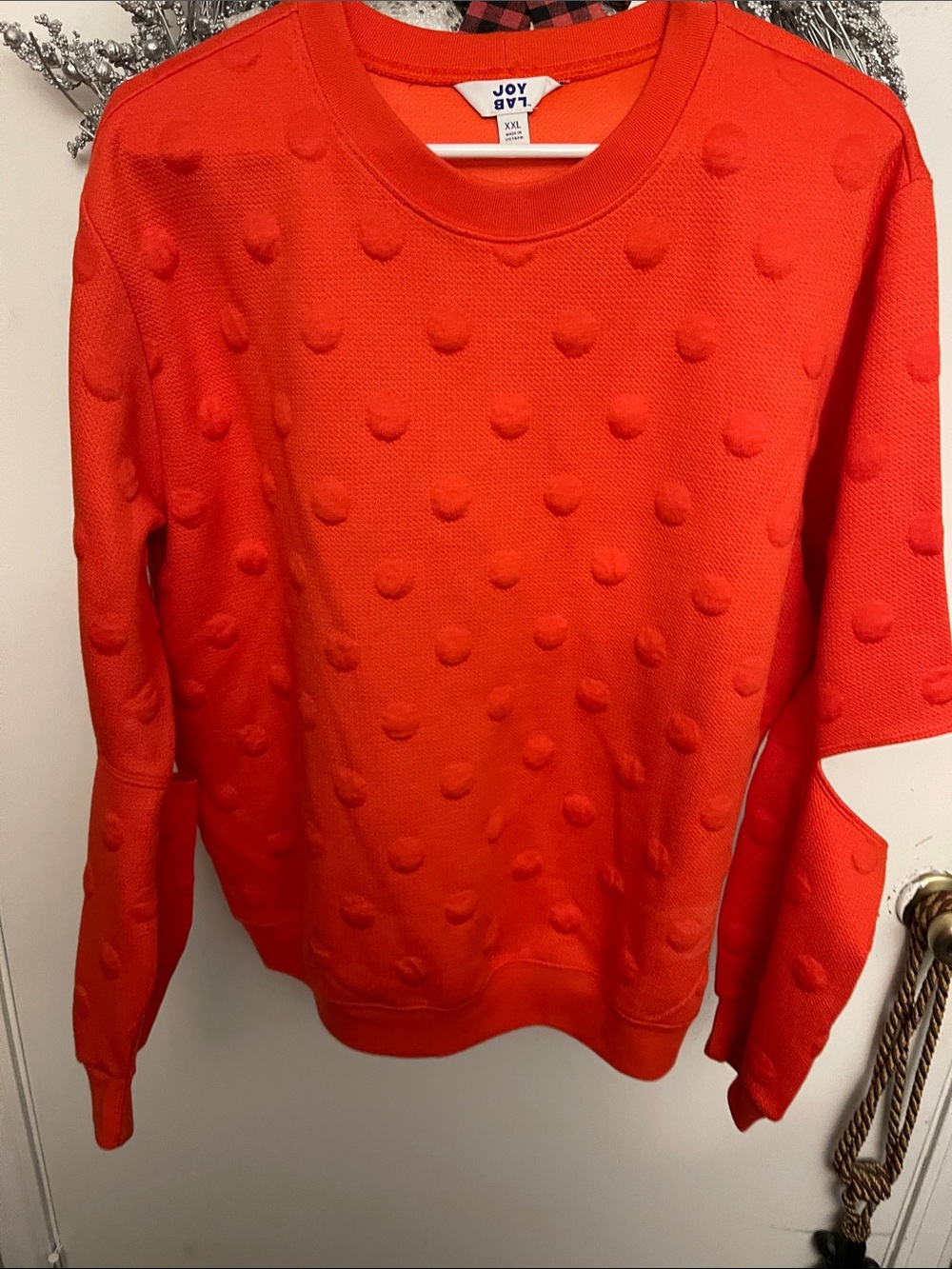 JoyLab Bright Red Textured Dot Crewneck Sweater - Picture 3 of 6